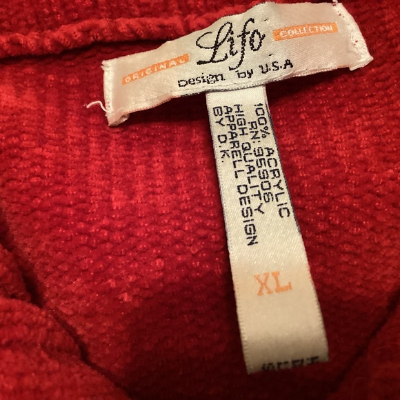 Lifo women’s zip front cardigan sweater size XL red with snowflake print - Picture 6 of 6